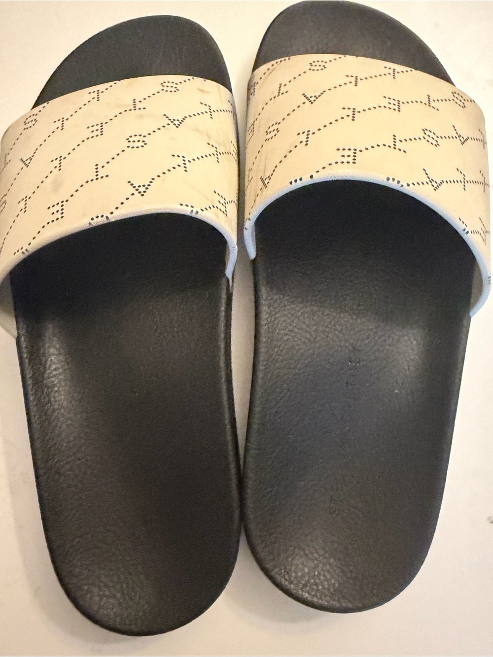 Adidas by Stella McCartney Black and Cream Slide Sandals